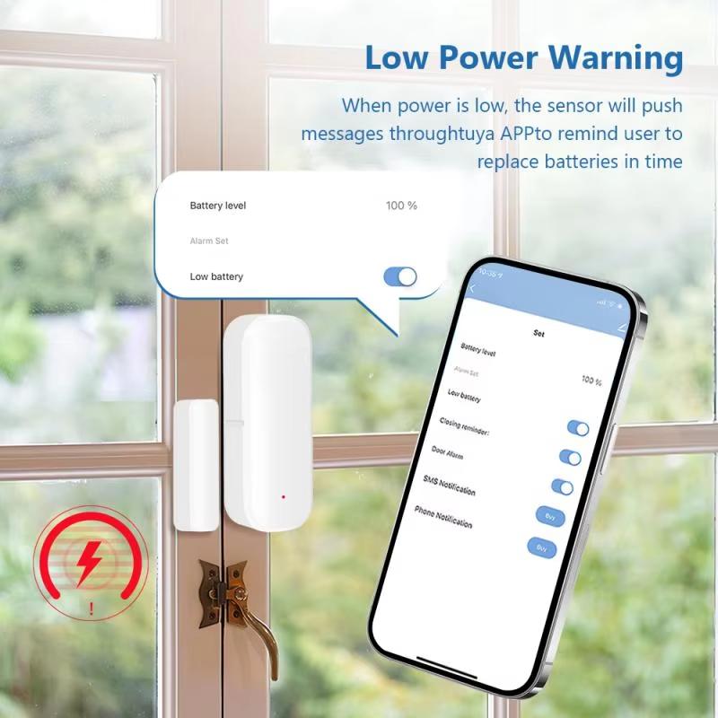 Tuya ZigBee Door Window Sensor Wireless Magnetic Alarm Detector Home Security Anti-Theft APP Control Works with Alexa Google