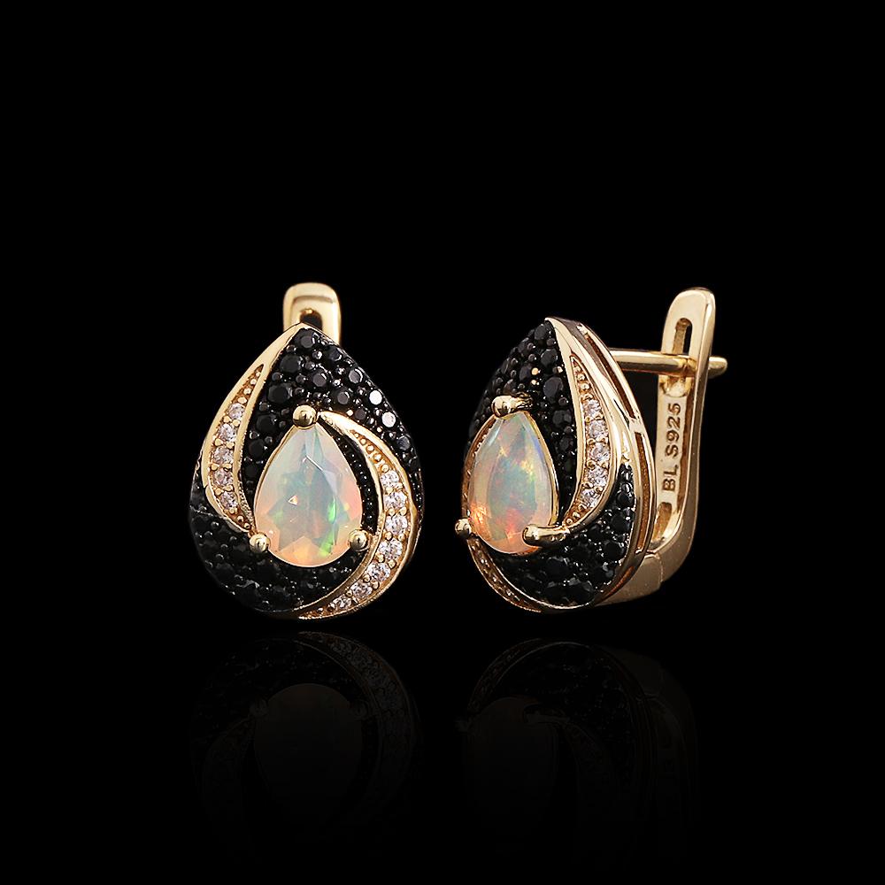 Серьги из стерлингового серебра 925 пробы, разноцветный натуральный опал, груша 5*7 мм, камень октября, винтажная изысканная бижутерия для женского банкета, подарки