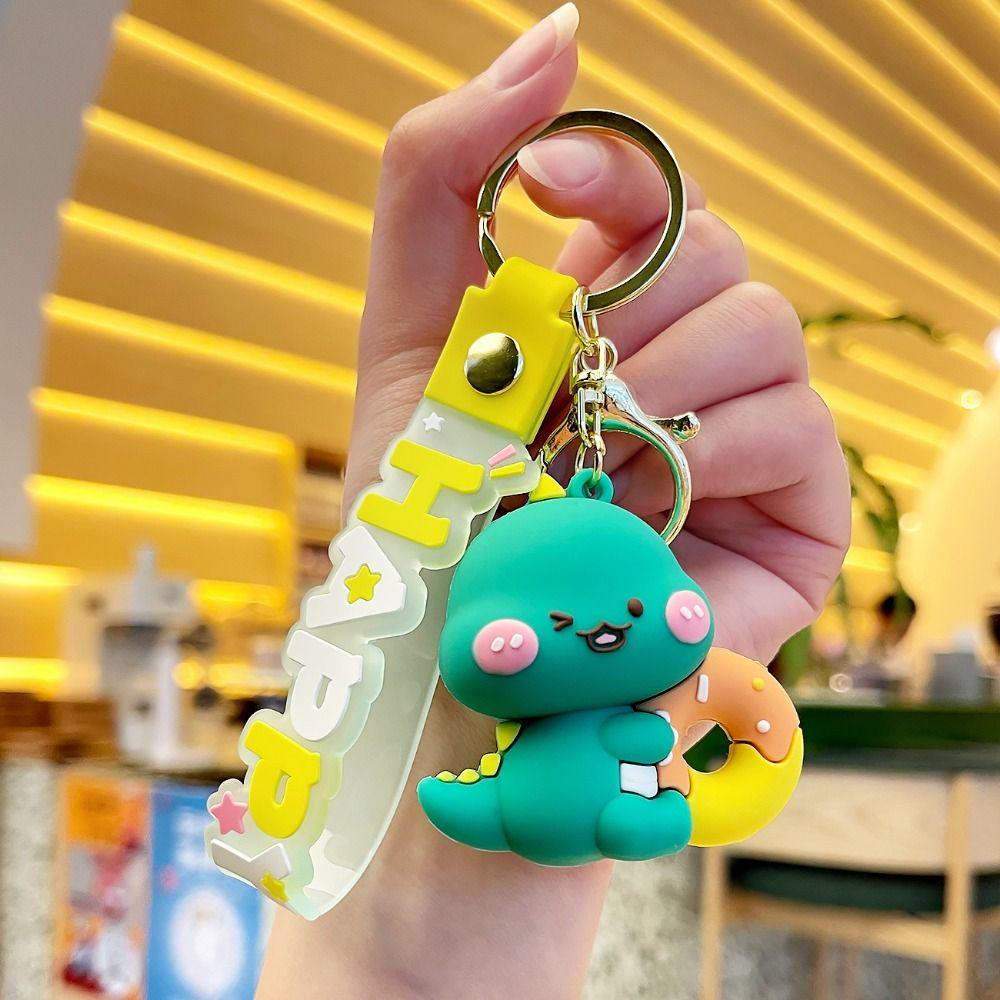 Cute Cartoon Animal Key Ring 3D Car Key Chain Accessories Little Dinosaur Keychain Bag Charm