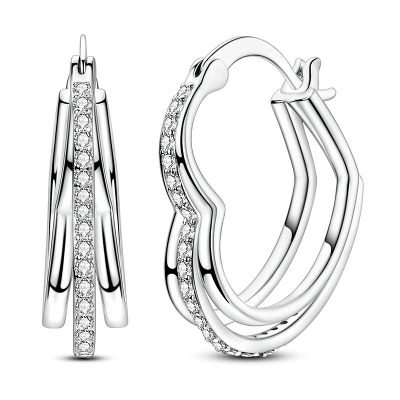 925 Silver Rose Gold Snake Bone Star Heart-Shaped Women Earring Brilliant Wedding Engagement Star Earrings Jewelry Gift