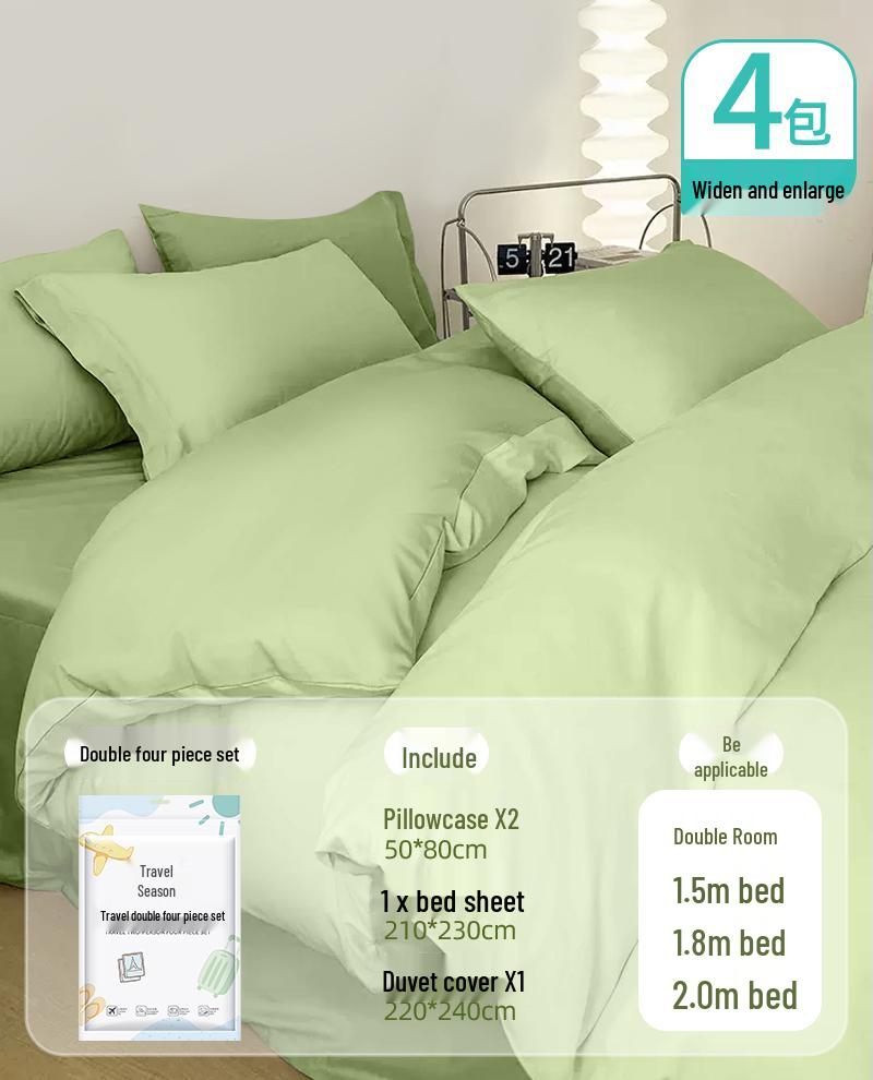 Portable Disposable Bed Sheet & Pillowcase Set: Anti-Dirty, Thickened Four-Piece Travel Kit for Double & Single Beds