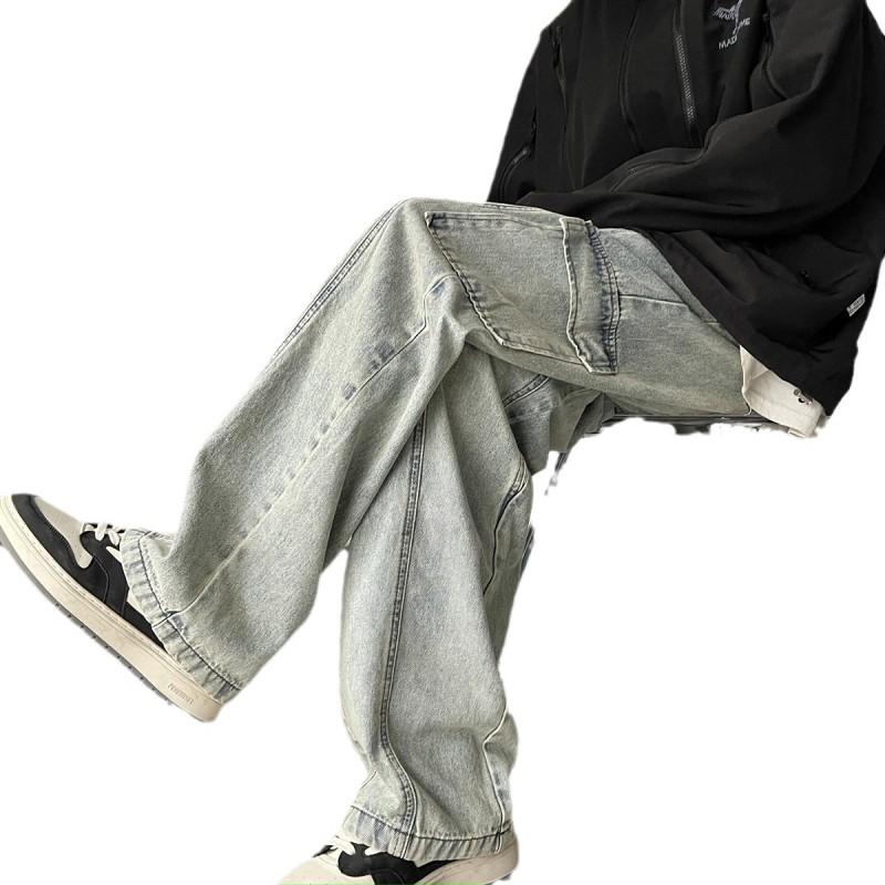 Mens Baggy Jeans Fall Oversized Wide Leg Denim Pants Vintage Style Streetwear