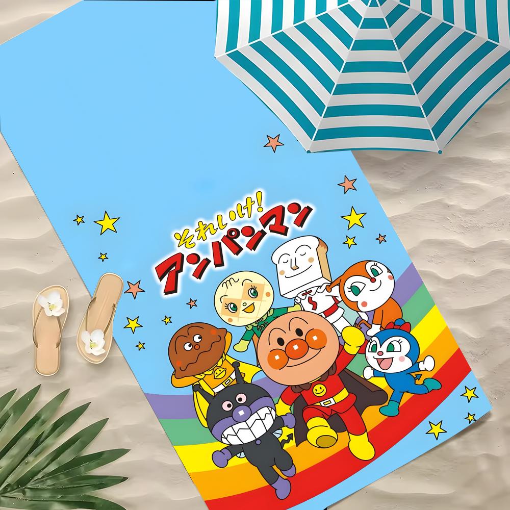 Мультяшное полотенце A-ANPANMAN из полиэстера, пляжное полотенце, быстросохнущее, не оставляющее песка, банное полотенце для лета, бассейна, путешествий, отпуска