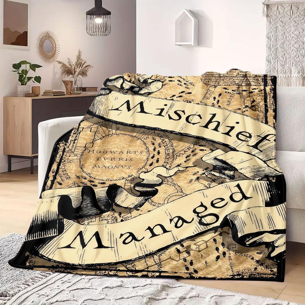 HarryPotter Print Cartoon Flannel Blanket for Travel Picnics Bedrooms Sofas Beds Chairs Home Decor Unique Design Various Sizes