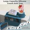 1 Многофункциональный поднос для дивана | Силикон высокой вместимости для напитков и пультов, подходит для подлокотников 4,3 дюйма+