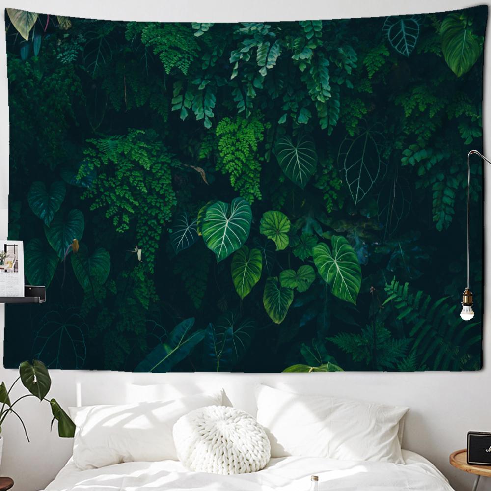 Тропическое растение, зеленый лист, гобелен, садовый фон, богемный большой тканевый настенный декор для дома, гостиной, комнаты