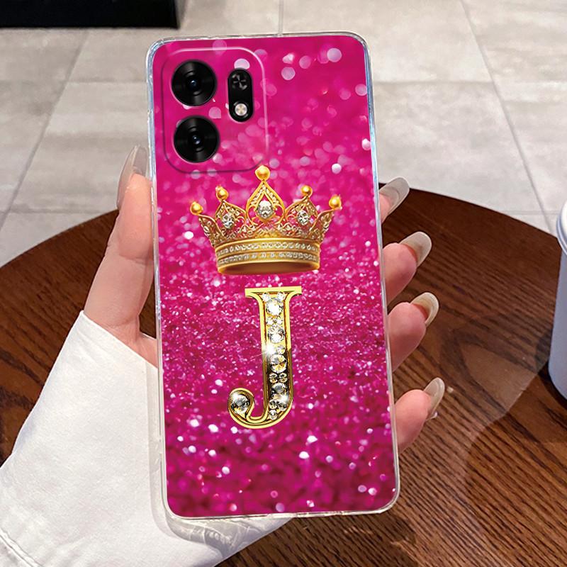 Fashion Initial Letter Crown Couple Case For Honor Play 60A 5G / Honor X6d 5G Transparent TPU Silicone Shockproof Soft Casing
