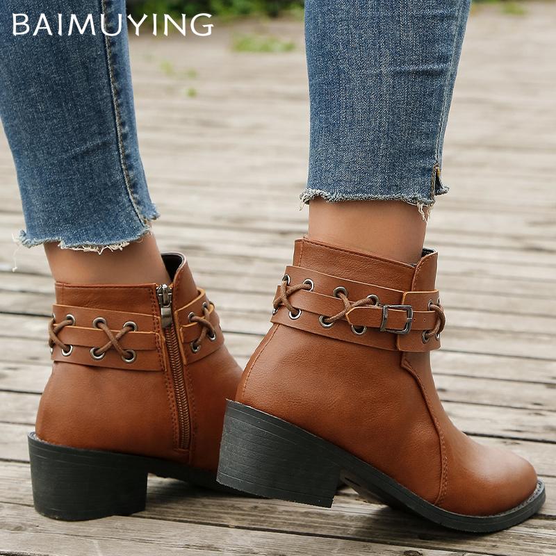 Заостренный носок массивные женские ботильоны кожаные туфли на среднем каблуке в стиле ретро 2025 года дизайнерские туфли-лодочки готические зимние туфли челси Botas De Mujer