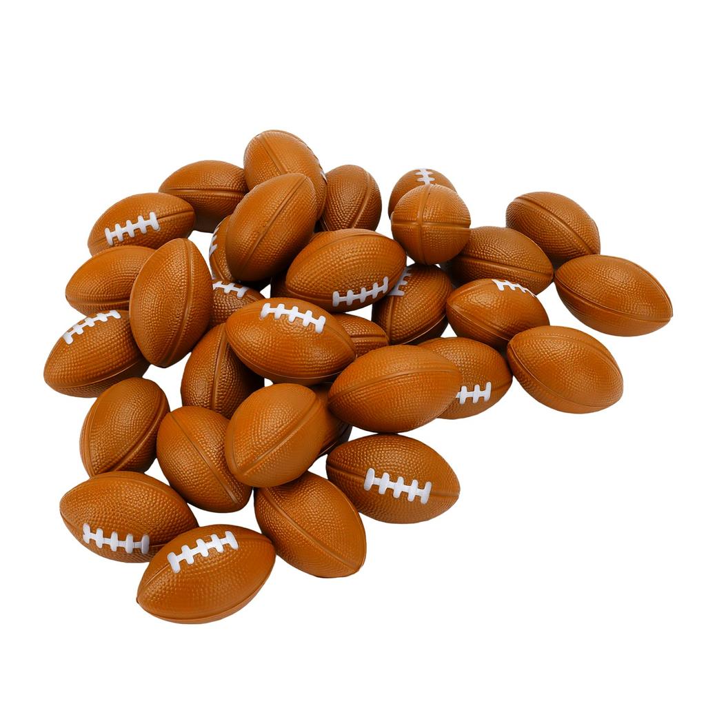 30pcs 5.5x 3.5cm Football Stress Balls Lifelike Slow Rebound Stress Relief Mini Footballs Party Favors for Travel