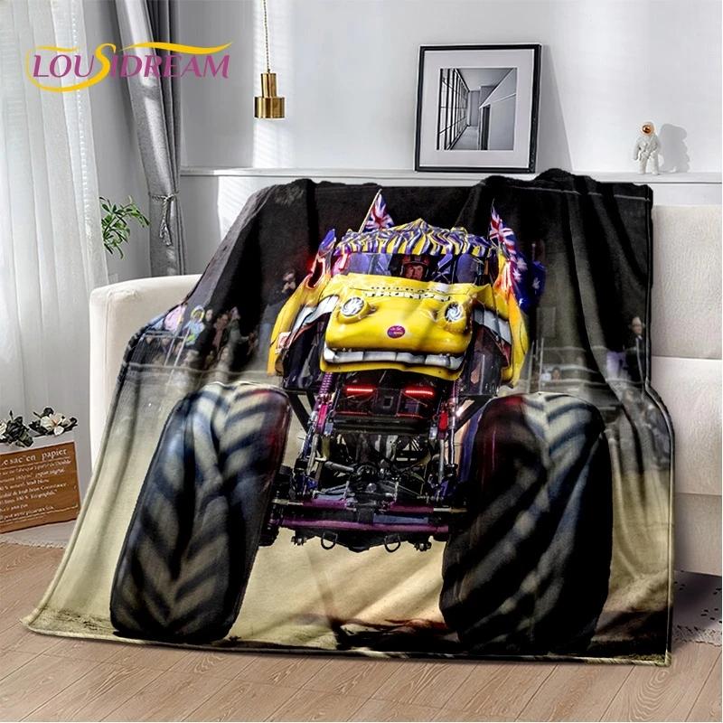 Мягкое фланелевое одеяло Monster Truck 3D Monster Jam Cartoon для кровати, спальни, дивана, пикника, плед для отдыха на свежем воздухе, подарок