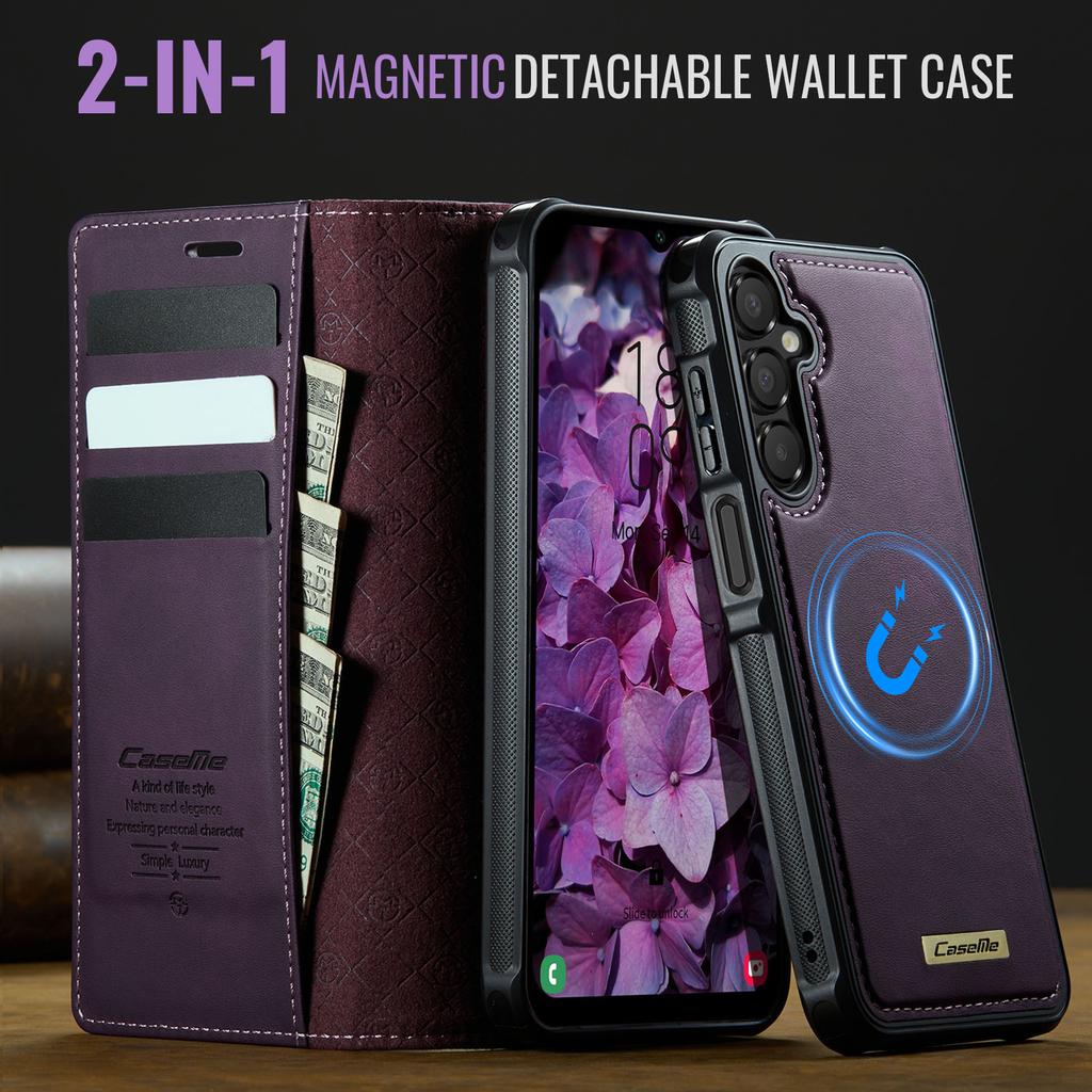 For Samsung Galaxy A14 5G/Galaxy M44 5G/Galaxy A14 4G Magnetic Case RFID Blocking Detachable Wallet Leather Phone Cover