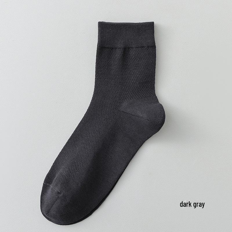 Мужские сетчатые носки средней длины из хлопка — дышащая, впитывающая пот, повседневная спортивная одежда однотонного черного и белого цветов для весны/лета.