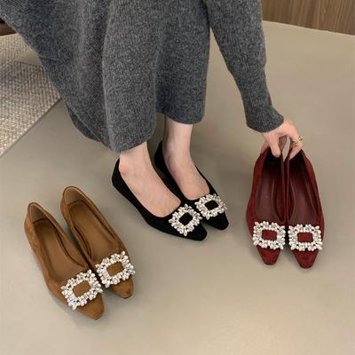 Роскошные туфли-лодочки с неглубоким вырезом и стразами, женские туфли на толстом каблуке, детские весенне-осенние новинки, французский сказочный темперамент, туфли на высоком каблуке для светской львицы