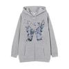 Mens Hooded Zip-Up Sweatshirt With Butterfly Print Gothic Style Loose Fit Winter Casual Wear