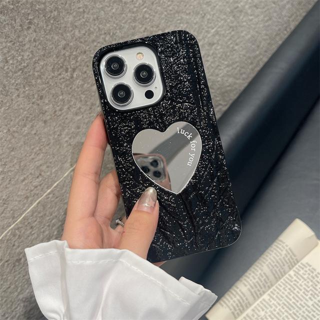 Роскошный мягкий чехол для телефона с зеркалом для макияжа и сердечком для Iphone 14 13 12 Pro Max 11, милый простой стильный противоударный чехол Funda