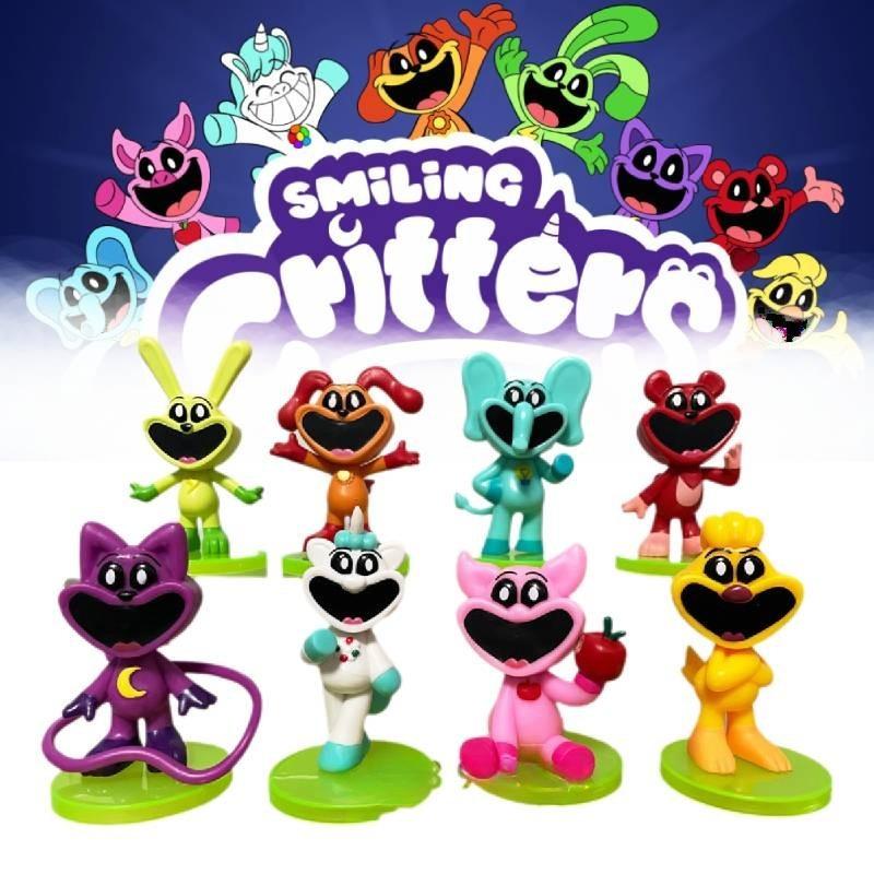 Очаровательные фигурки животных с улыбками 8-9 см, топперы для торта, набор из 8 штук, 3D-модели