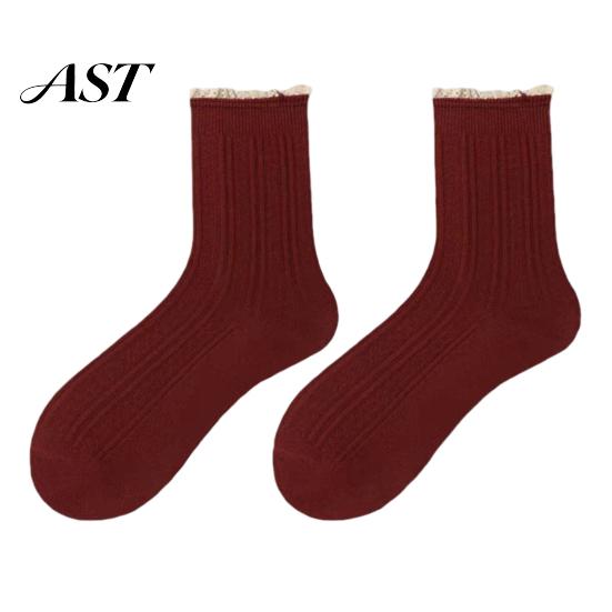 Decorative Lace Trim Socks Ruffle Crew for Women, Cotton Frilly Socks, Soft Breathable Fashionable Leg Warmers Boots Casual Ankles Daily Wear