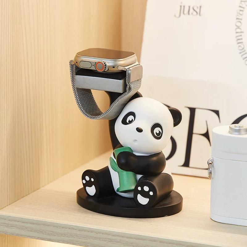Симпатичная подставка для часов из смолы «панда» для офиса, спальни, хранения, декоративные украшения, перезаряжаемая