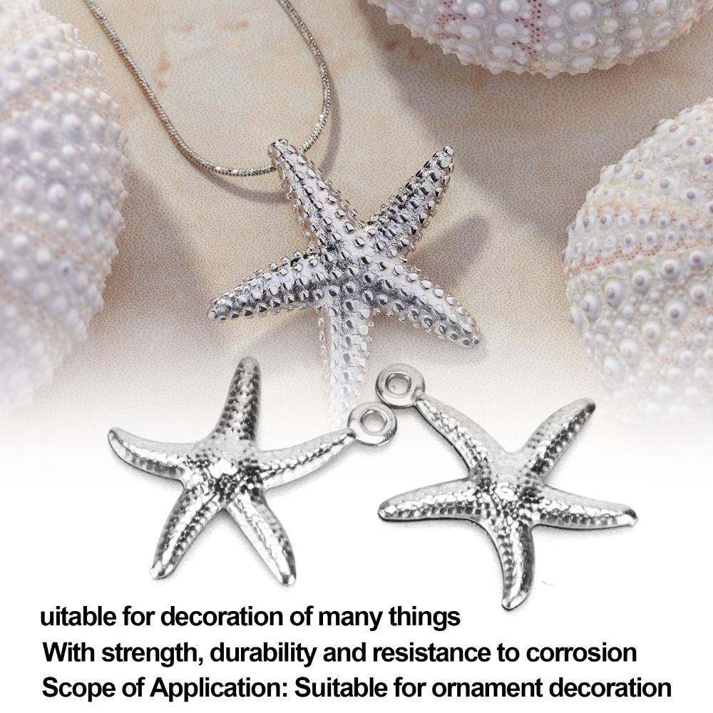 50pcs Stainless Steel Ocean Jewelry Hollow Double Sided Starfish Pendant Jewelry Making