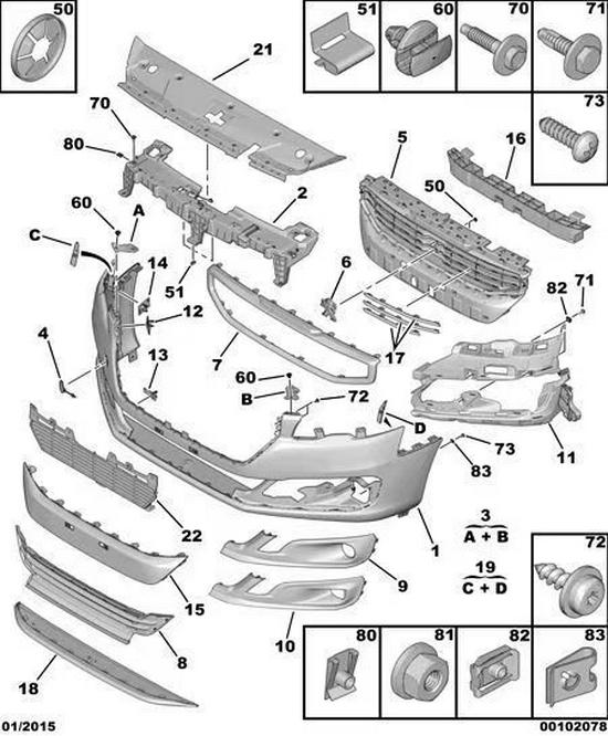 Peugeot 508 (2015-2018) Front Bumper Assembly - Part Number 1612854180