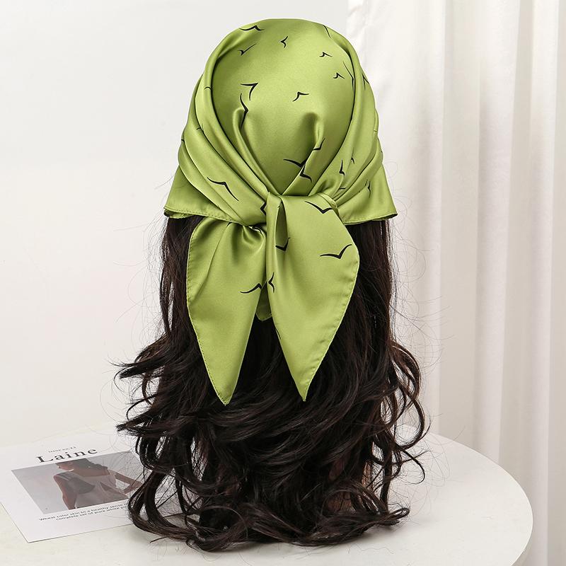 Head Scarf Women Luxury Brand Square Silk Foulard Satin Bandana Summer Soft Neckerchief Hijab Hair Scarves For Ladies