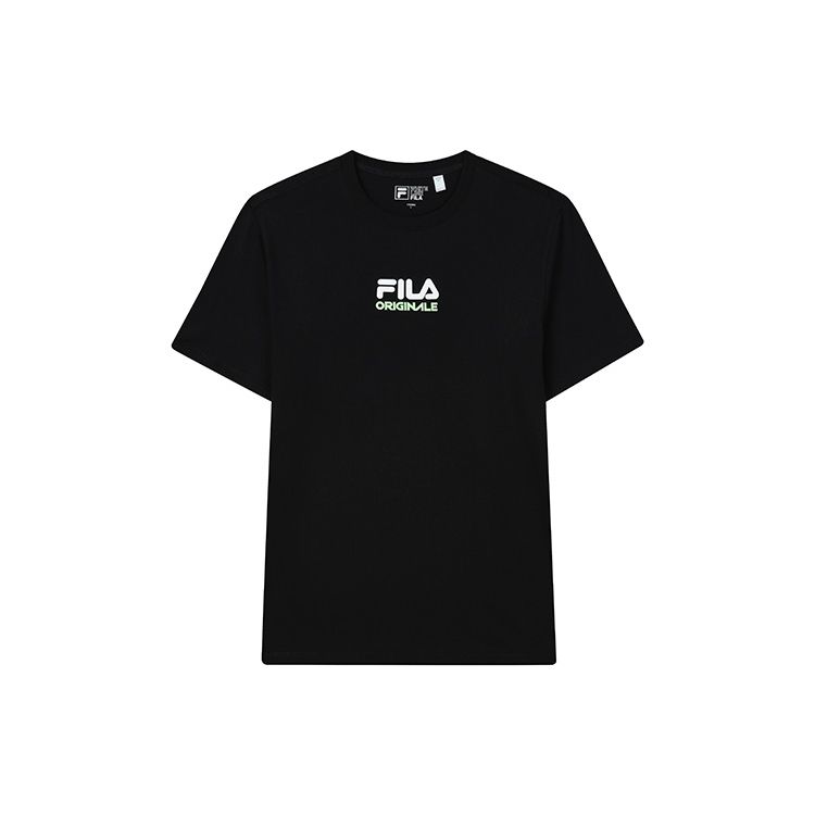 Fila Simple Brand Logo Fashion Sports Casual Loose Knit Round Neck Short Sleeve T-Shirt Men Tops Black F11M229116FBK