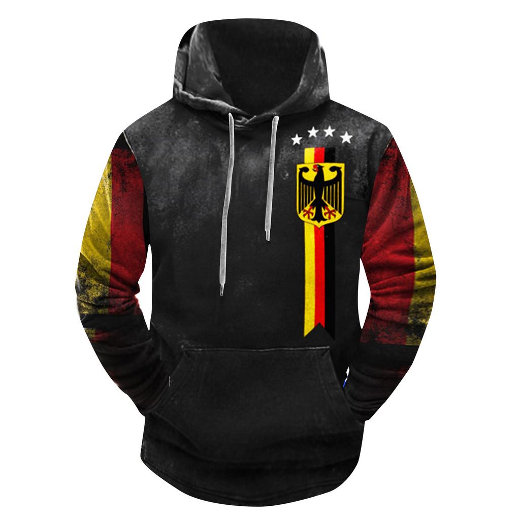 Модный свободный мужской и женский свитер с капюшоном с длинным рукавом и принтом