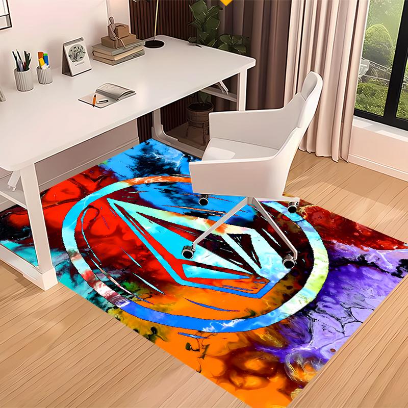 1pc V-VOLCOM LOGO5 Print Area Rug - Soft, Washable Non-Slip Indoor Mat for Office Chairs, Living Room, Home Office Decorative Rug