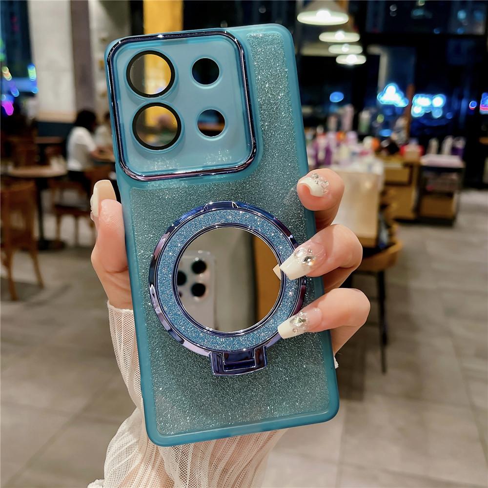 Зеркальный блестящий чехол с магнитным кронштейном для Xiaomi Redmi Note 13 Pro Plus Note13 4G 12S 12pro 5G Защитная пленка для объектива Силиконовая подставка-держатель