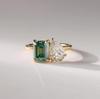 Vintage Toi Et Moi Engagement Ring, Tourmaline & Pear Cubic Zirconia Ring Gold Plated Promise Ring, Engagement Ring