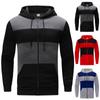 Мужская толстовка на молнии с цветными блоками, мужская спортивная повседневная толстовка с капюшоном большого размера