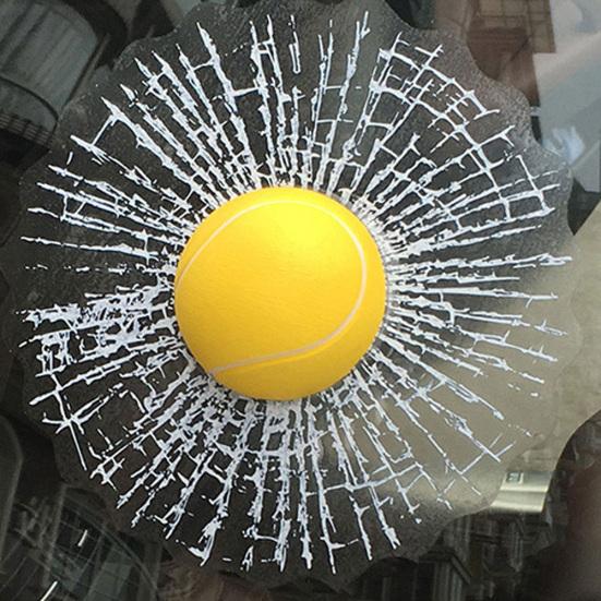 Funny 3D Tennis Football Hit Ball Basketball Crack Window Car Sticker Decoration