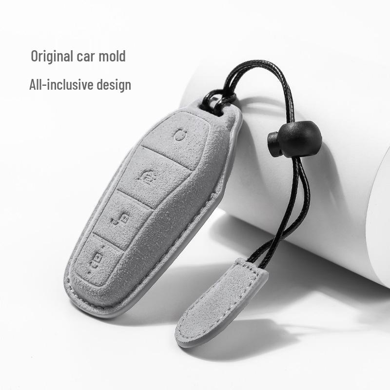 Suede Car Key Cover for BYD Dolphin, Qin, Song, Yuan Pro, Tang, and Destroyer Models