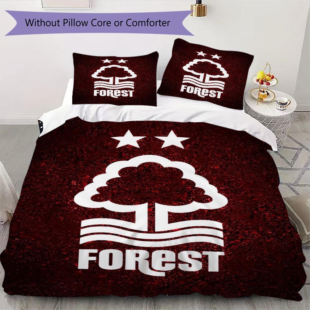 Nottingham Forest FC Pattern Bedding uilt Set uilt Cover Pillowcase Home Decoration Birthday Gift (1 * duvet cover + 2 * pillowcase without core)