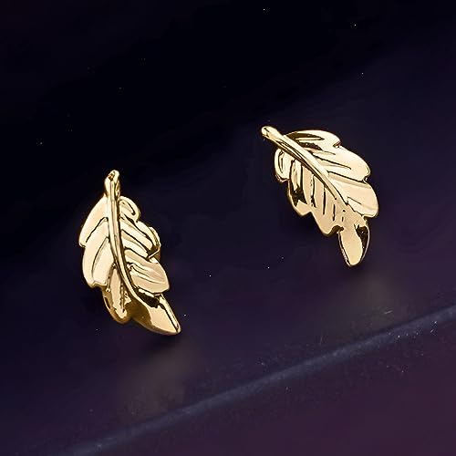 Позолоченные серьги-гвоздики Estele Lone Leaf для девочек