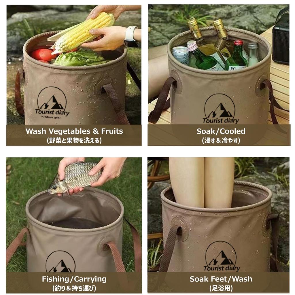 Azarxis Foldable Fishing Bucket, Round, Large Capacity (10L20L), Ideal for Cleaning, Laundry, Outdoor Activities, Car Washing, Travel, and Car Use.