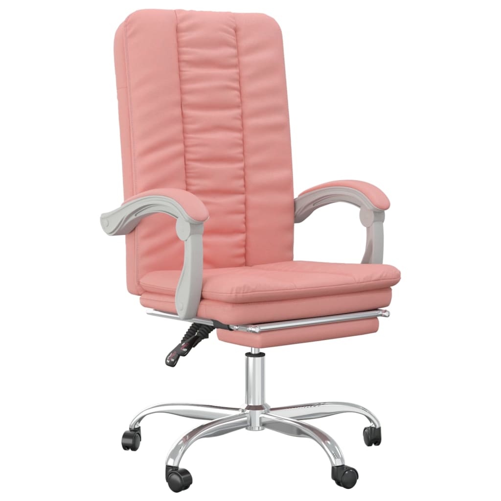 Office Chair with Reclining Function Pink Faux Leather