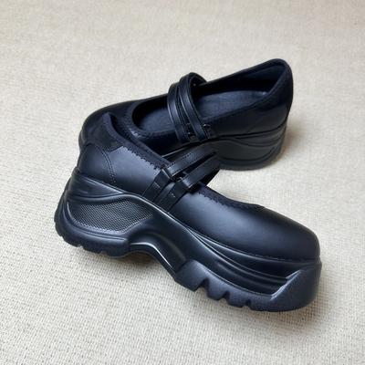 Туфли Мэри Джейн на толстом каблуке с мелким вырезом и толстой подошвой, женственные, с университетским характером, под юбку, лоферы