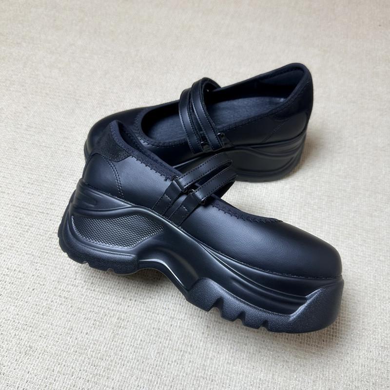 Fashion Thick-Soled Mary Jane Women'S Shoes 2025 New Style Versatile Velcro Ballet Shoes Single Shoes Small Leather Shoes