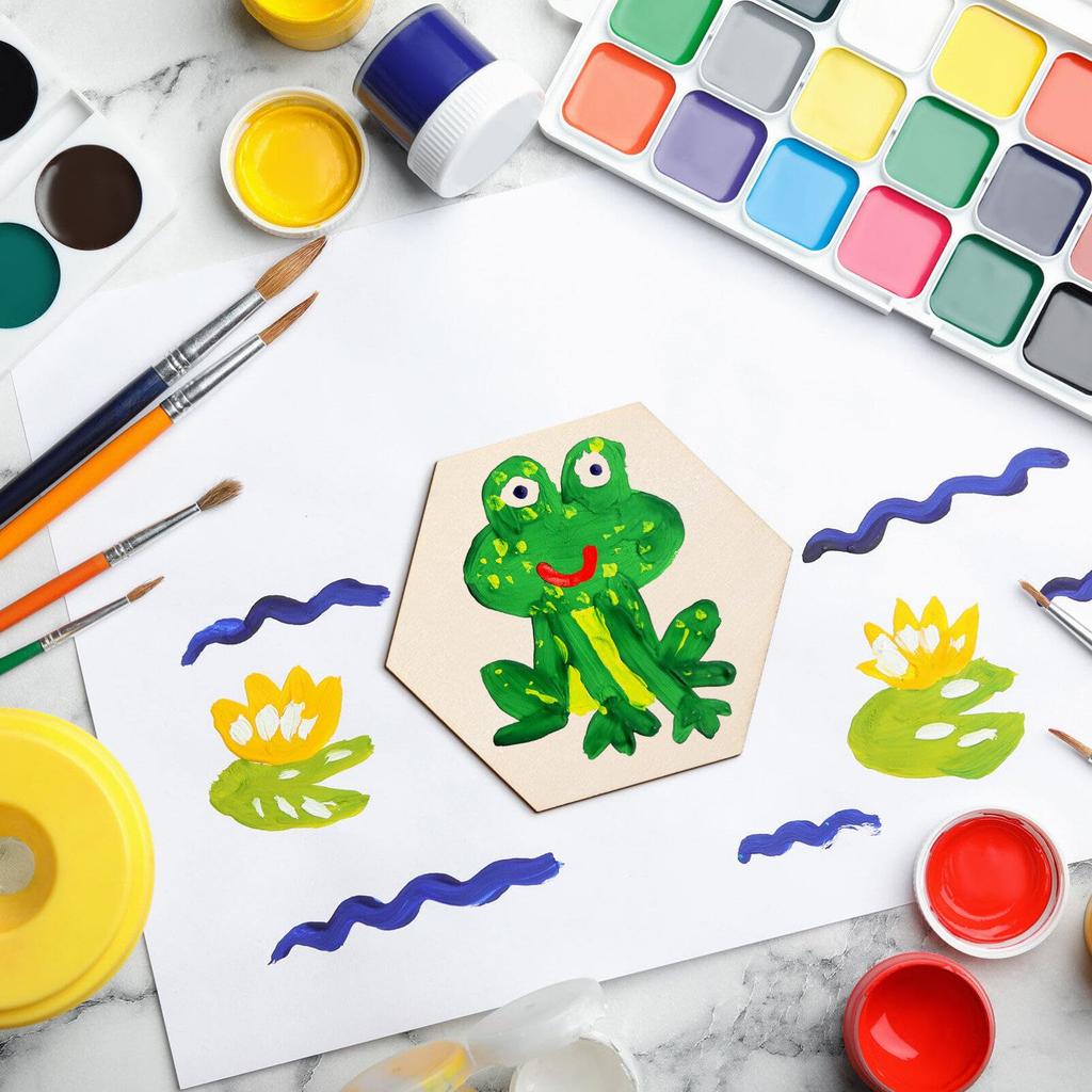 SAFIGLE Wood Board Thin Wood Piece Hexagonal Coaster Wooden Chip Unfinished Wooden Slice DIY Graffiti Wood Square Wood Natural Wood Handmade Crafts