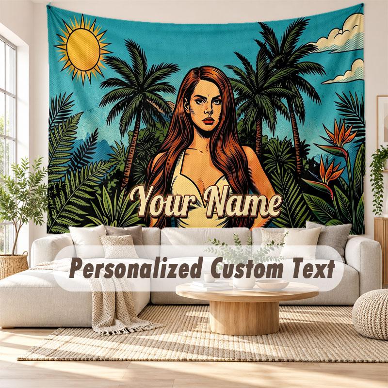 Custom Name Wall Hanging Tapestry,Lana Del Rey Decorative Backdrop Tapestry For Dorm Home