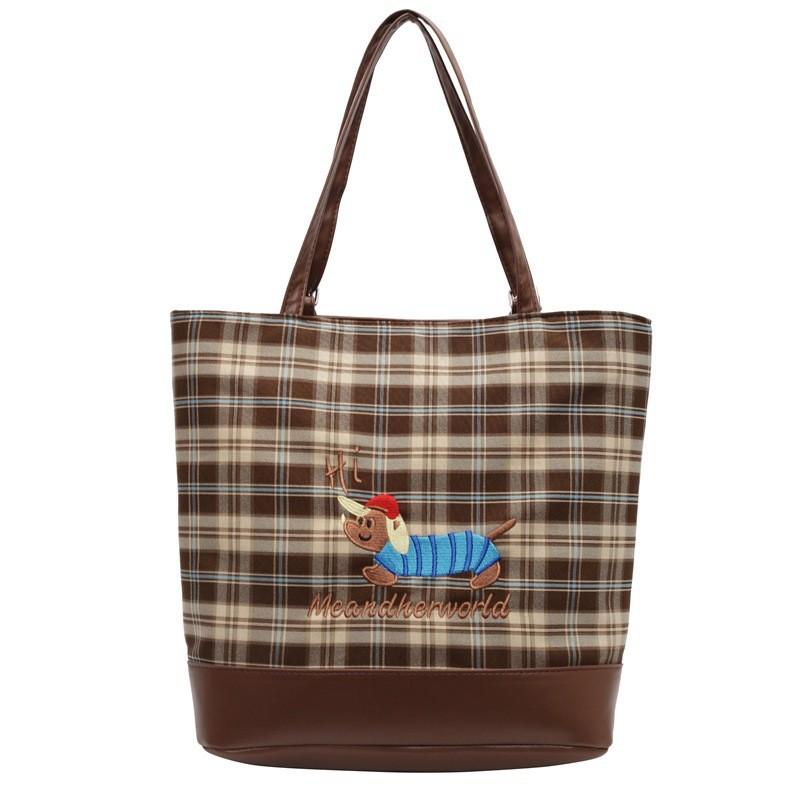 Модная клетчатая холщовая сумка под мышку для женщин, вместительная и шикарная для повседневных дел