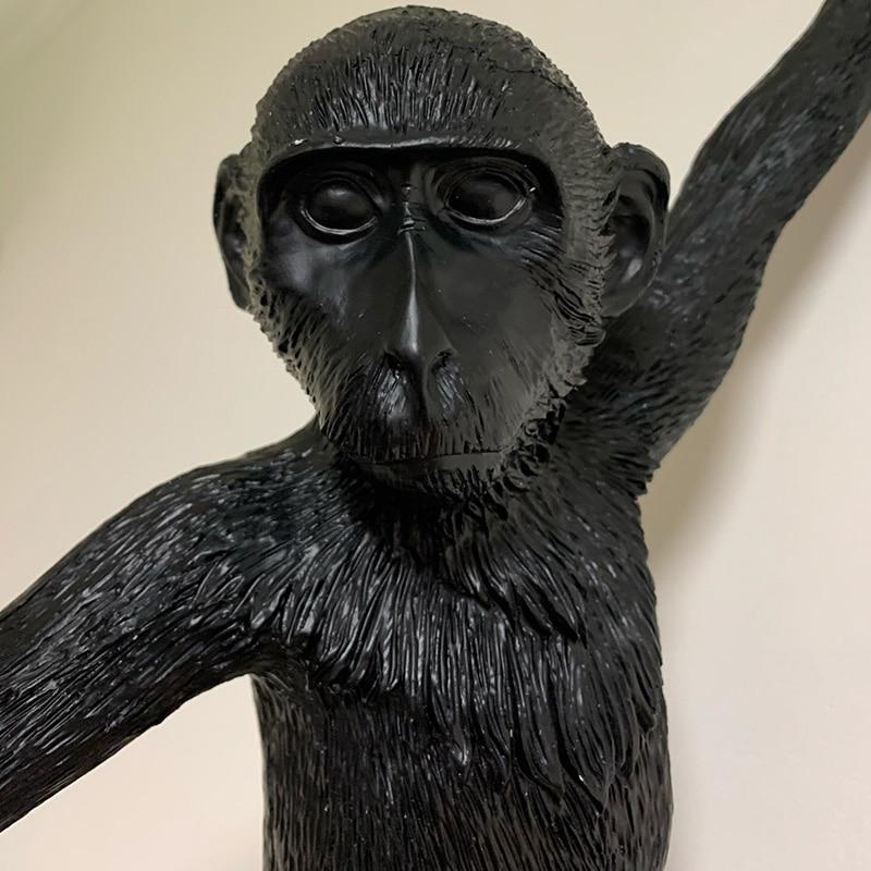 Настенный светильник из смолы в виде обезьяны, черный, золотой, настольный светильник, подвесной светильник для гостиной, кабинета, домашнего декора с животными, художественный салон, E27, светодиодная лампа