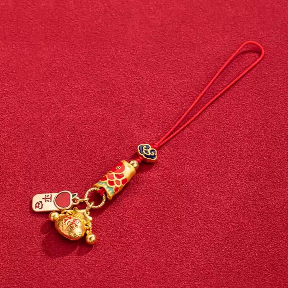 Enamel Lucky Keychain Gourd Key Chain Strap Personality Koi Carp Car Keys Charms  Decoration