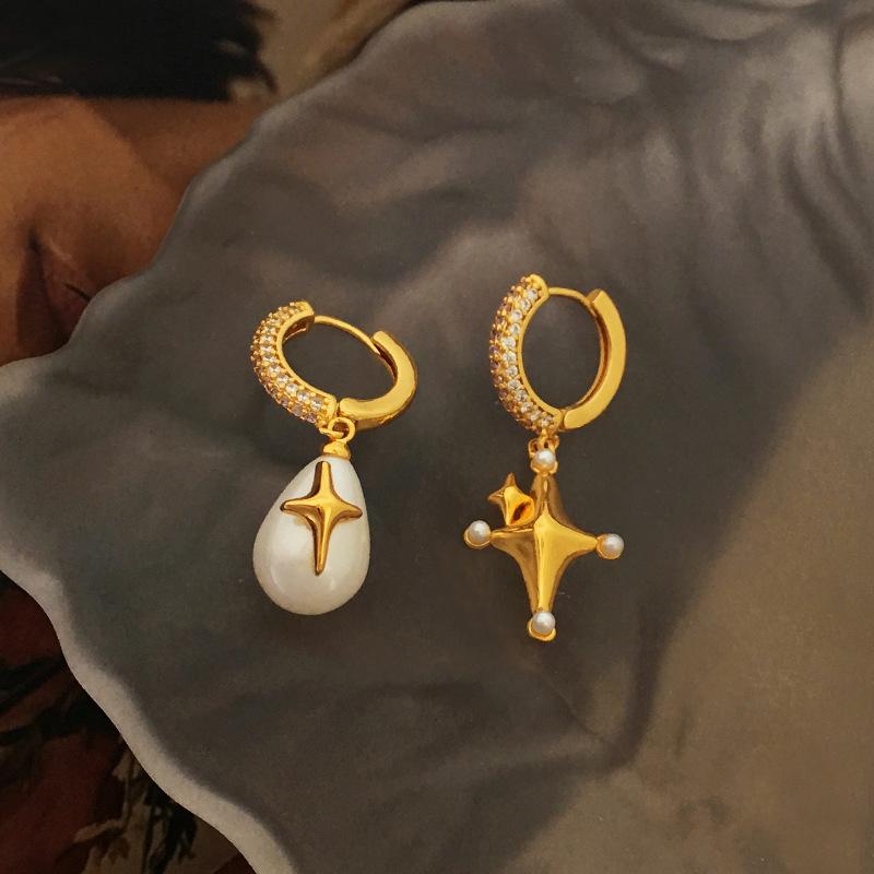 Нишевые серьги в стиле ретро, ​​асимметричные серьги-капли с пряжкой для ушей астрального дизайна