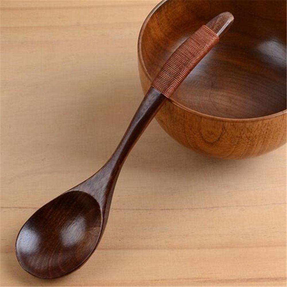 Handmade Black Walnut Tableware Hand-made Wood Wooden Spoon Kitchen Tool Soup Spoon Cooking Utensil