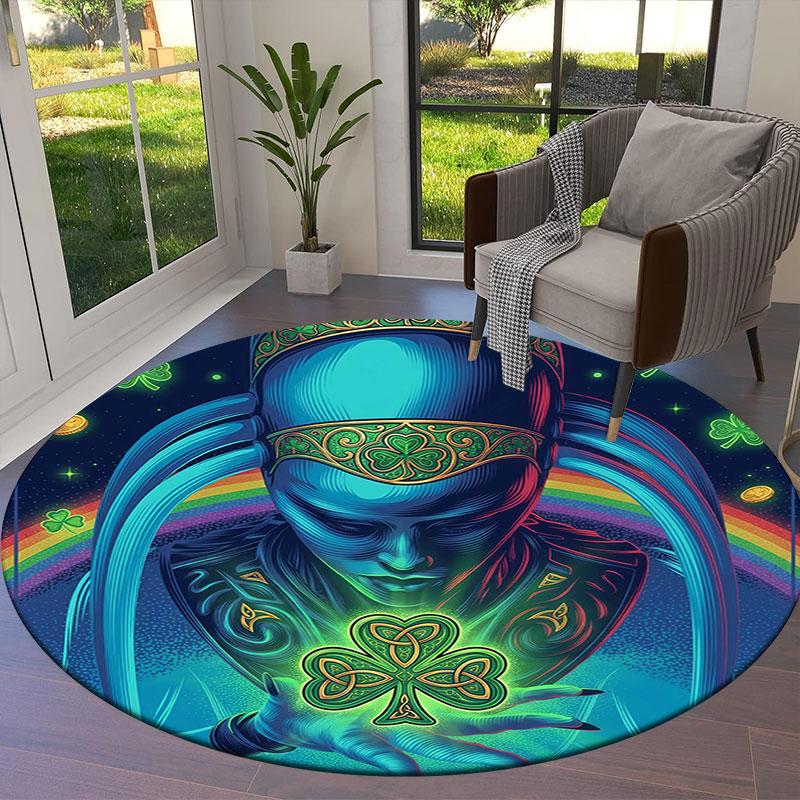 Fifth Element Round Area Rug,Carpet Rug for Living Room Bedroom Sofa Playroom Decor,Non slip Floor Mat