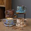 Японская керамическая кофейная кружка блюдце винтажная каменная кружка для завтрака овсяная кружка креативная чашка для чая с цветком камелии для послеобеденного чая домашняя чашка для воды