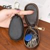 Faux Leather Car Key Case with Hanging Buckle Keyring Chain Portable Remote Key Fob Holder Zipper Bag Protector Pouch Wallet