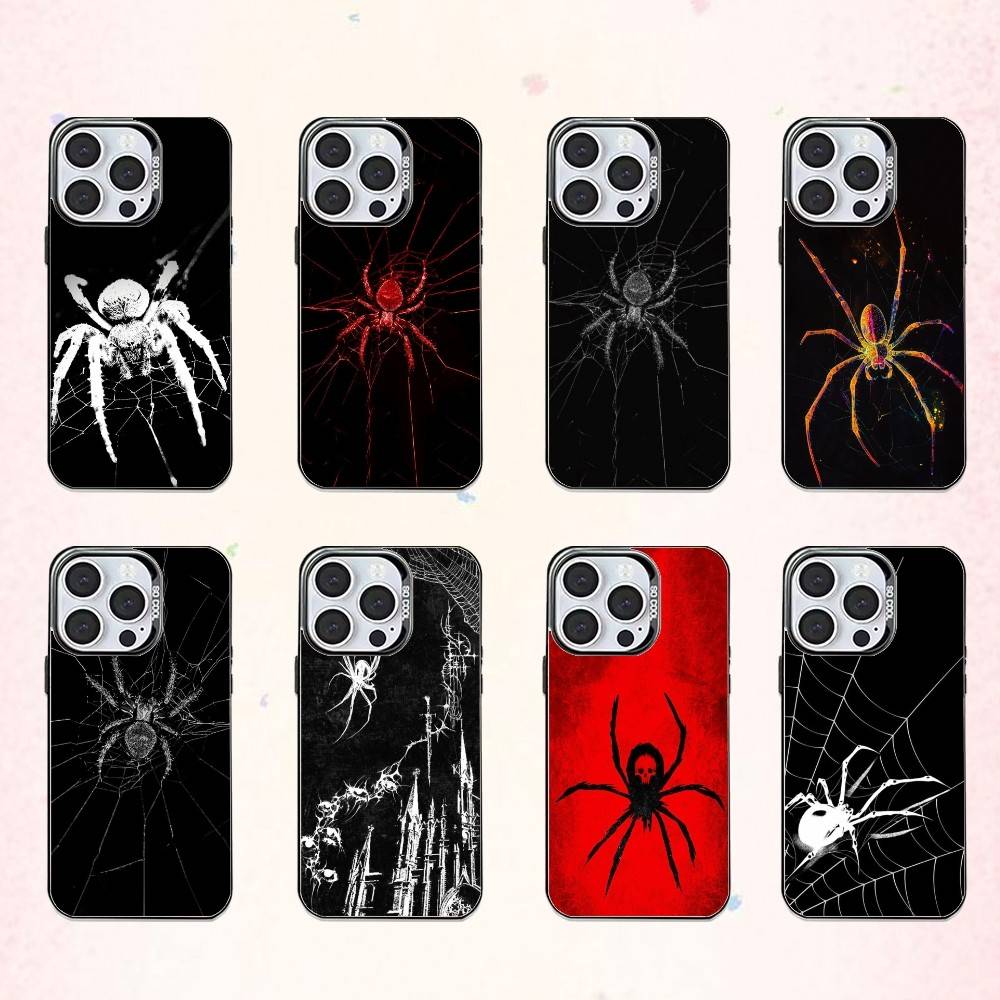 cool S-Shadow S-Spider Phone Case For iPhone17,16,15,14,13,12,11 Plus,Pro Max Colored Silver Plated Inside Cover